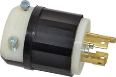 Leviton - 250 VAC, 30 Amp, L15-30P Configuration, Industrial Grade, Self Grounding Plug - 3 Phase, 3 Poles, 0.595 to 1.15 Inch Cord Diameter - USA Tool & Supply