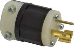 Leviton - 250 VAC, 15 Amp, L6-15P Configuration, Industrial Grade, Self Grounding Plug - 1 Phase, 2 Poles, 0.245 to 0.7 Inch Cord Diameter - USA Tool & Supply