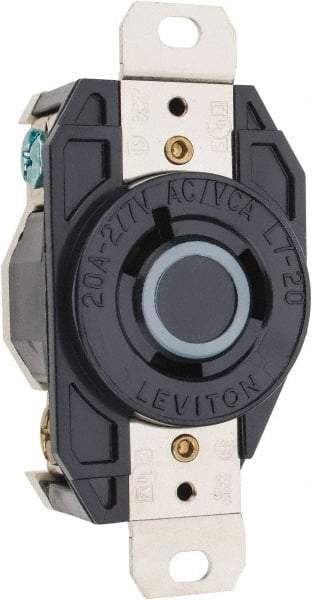 Leviton - 277 VAC, 20 Amp, L7-20R NEMA, Self Grounding Receptacle - 2 Poles, 3 Wire, Female End, Black - USA Tool & Supply