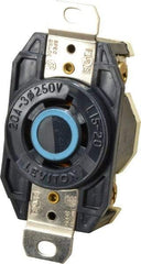 Leviton - 250 VAC, 20 Amp, L15-20R NEMA, Self Grounding Receptacle - 3 Poles, 4 Wire, Female End, Black - USA Tool & Supply