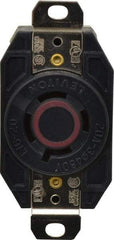 Leviton - 480 VAC, 20 Amp, L16-20R NEMA, Self Grounding Receptacle - 3 Poles, 4 Wire, Female End, Black - USA Tool & Supply