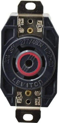 Leviton - 277/480 VAC, 20 Amp, L22-20R NEMA, Self Grounding Receptacle - 4 Poles, 5 Wire, Female End, Black - USA Tool & Supply