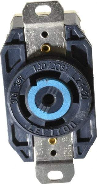 Leviton - 120/208 VAC, 30 Amp, L21-30R NEMA, Self Grounding Receptacle - 4 Poles, 5 Wire, Female End, Black - USA Tool & Supply