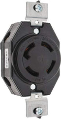 Leviton - 250 VDC, 250/600 VAC, 30 Amp, NonNEMA, Self Grounding Receptacle - 3 Poles, 4 Wire, Female End, Black - USA Tool & Supply