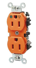 Leviton - 125 VAC, 20 Amp, 5-20R NEMA Configuration, Orange, Industrial Grade, Isolated Ground Duplex Receptacle - 1 Phase, 2 Poles, 3 Wire, Flush Mount, Tamper Resistant - USA Tool & Supply