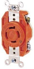 Leviton - 250 VAC, 20 Amp, L6-20R NEMA Configuration, Orange, Industrial Grade, Isolated Ground Single Receptacle - 1 Phase, 2 Poles, 3 Wire, Flush Mount - USA Tool & Supply