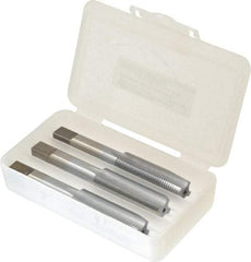 Made in USA - 5/8-18 UNF, 4 Flute, Bottoming, Plug & Taper, Chrome Finish, High Speed Steel Tap Set - Right Hand Cut, 3-13/16" OAL, 1-13/16" Thread Length, 2B/3B Class of Fit - USA Tool & Supply