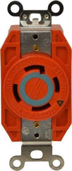 Leviton - 250 VAC, 30 Amp, L15-30R NEMA Configuration, Orange, Industrial Grade, Isolated Ground Single Receptacle - 3 Phase, 3 Poles, 4 Wire, Flush Mount - USA Tool & Supply
