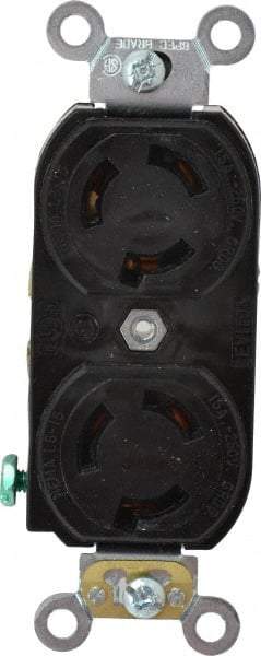 Leviton - 250 VAC, 15 Amp, L6-15R NEMA, Self Grounding Receptacle - 2 Poles, 3 Wire, Female End, Black - USA Tool & Supply