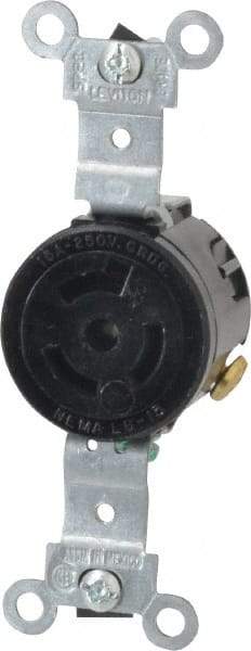 Leviton - 250 VAC, 15 Amp, L6-15R NEMA, Self Grounding Receptacle - 2 Poles, 3 Wire, Female End, Black - USA Tool & Supply