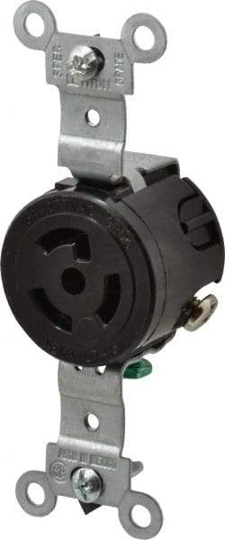 Leviton - 277 VAC, 15 Amp, L7-15R NEMA, Self Grounding Receptacle - 2 Poles, 3 Wire, Female End, Black - USA Tool & Supply