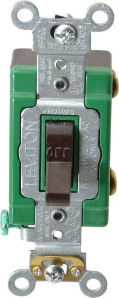 Leviton - 1 Pole, 120 to 277 VAC, 30 Amp, Industrial Grade, Toggle, Wall and Dimmer Light Switch - 1.31 Inch Wide x 4.06 Inch High - USA Tool & Supply