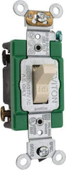 Leviton - 2 Pole, 120 to 277 VAC, 30 Amp, Industrial Grade, Toggle, Wall and Dimmer Light Switch - 1.31 Inch Wide x 4.06 Inch High - USA Tool & Supply