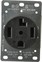 Leviton - 125/250 VAC, 30 Amp, 14-30R NEMA Configuration, Black, Industrial Grade, Self Grounding Single Receptacle - 1 Phase, 3 Poles, 4 Wire, Flush Mount, Corrosion Resistant - USA Tool & Supply
