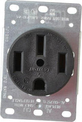 Leviton - 125/250 VAC, 50 Amp, 14-50R NEMA Configuration, Black, Industrial Grade, Self Grounding Single Receptacle - 1 Phase, 3 Poles, 4 Wire, Flush Mount, Corrosion Resistant - USA Tool & Supply