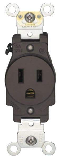 Hubbell Wiring Device-Kellems - 250 VAC, 15 Amp, 6-15R NEMA Configuration, Ivory, Specification Grade, Self Grounding Single Receptacle - 1 Phase, 2 Poles, 3 Wire, Flush Mount - USA Tool & Supply