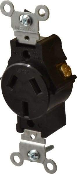 Leviton - 125/250 VAC, 20 Amp, 10-20R NEMA Configuration, Brown, Specification Grade, Ungrounded Single Receptacle - 1 Phase, 2 Poles, 3 Wire, Flush Mount, Tamper Resistant - USA Tool & Supply