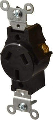 Leviton - 125/250 VAC, 20 Amp, 10-20R NEMA Configuration, Brown, Specification Grade, Ungrounded Single Receptacle - 1 Phase, 2 Poles, 3 Wire, Flush Mount, Tamper Resistant - USA Tool & Supply