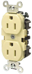 Hubbell Wiring Device-Kellems - 250 VAC, 15 Amp, 6-15R NEMA Configuration, Brown, Specification Grade, Self Grounding Duplex Receptacle - 1 Phase, 2 Poles, 3 Wire, Flush Mount - USA Tool & Supply
