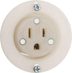 Leviton - 125 VAC, 15 Amp, 5-15R NEMA Configuration, White, Industrial Grade, Self Grounding Single Receptacle - 1 Phase, 2 Poles, 3 Wire, Flush Mount, Corrosion and Impact Resistant - USA Tool & Supply