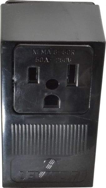 Leviton - 250 VAC, 50 Amp, 6-50R NEMA Configuration, Black, Industrial Grade, Self Grounding Single Receptacle - 1 Phase, 2 Poles, 3 Wire, Tamper Resistant - USA Tool & Supply