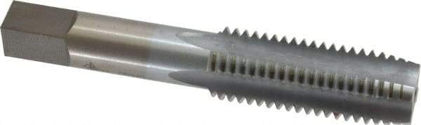 Made in USA - 3/4-10 UNC 4 Flute Chrome Finish High Speed Steel Straight Flute Standard Hand Tap - Plug, Right Hand Thread, 4-1/4" OAL, 2" Thread Length, H3 Limit, Oversize - Exact Industrial Supply