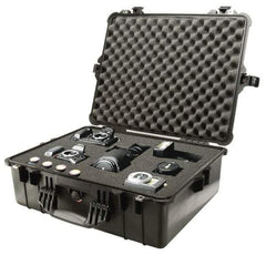Pelican Products, Inc. - 19-23/64" Wide x 19-7/16" Deep x 8-51/64" High, Clamshell Hard Case - Black, Plastic - USA Tool & Supply