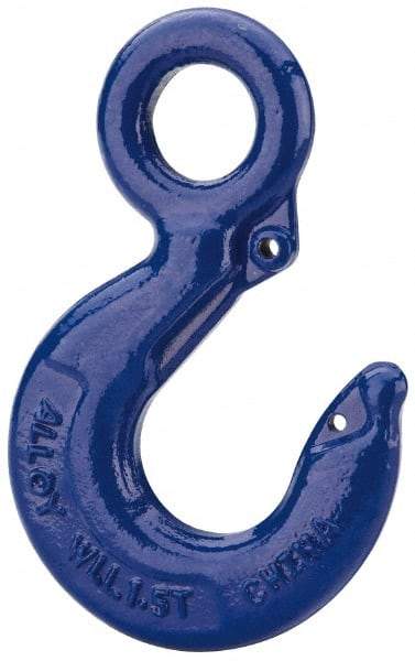 Value Collection - 2,000 Lb Capacity, Alloy Steel Eye Hook - 0.93" Hook Throat, 3.13" Reach, 3/4" Eye ID, 4.37" OAL, Plain Finish - USA Tool & Supply