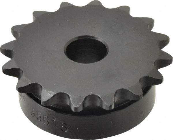Browning - 16 Teeth, 3/8" Chain Pitch, Chain Size 35, Min Plain Bore Sprocket - 1/2" Bore Diam, 1.922" Pitch Diam, 2.1" Outside Diam - USA Tool & Supply