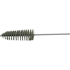 Brush Research Mfg. - 2-1/4" Diam Helical Stainless Steel Tube Brush - Single Spiral, 0.006" Filament Diam, 6-1/2" Brush Length, 14" OAL, 0.245" Diam Galvanized Steel Shank - USA Tool & Supply