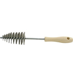 Brush Research Mfg. - 2.05" Diam Helical Stainless Steel Tube Brush - Single Spiral, 0.006" Filament Diam, 3-5/8" Brush Length, 12" OAL, 0.292" Diam Plastic Handle Shank - USA Tool & Supply