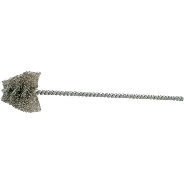 Brush Research Mfg. - 2.188" Diam Helical Stainless Steel Tube Brush - Single Spiral, 0.008" Filament Diam, 1-3/4" Brush Length, 10" OAL, 0.292" Diam Galvanized Steel Shank - USA Tool & Supply