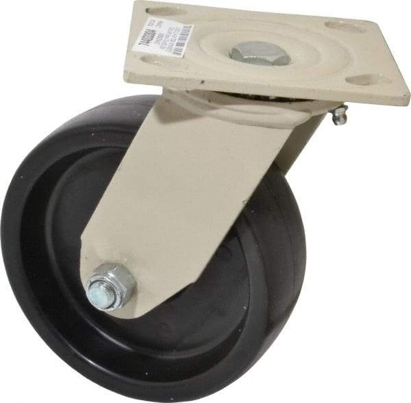 Value Collection - 6" Diam x 2" Wide x 7-1/2" OAH Top Plate Mount Swivel Caster - Polypropylene, 750 Lb Capacity, Roller Bearing, 4 x 4-1/2" Plate - USA Tool & Supply