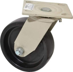Value Collection - 6" Diam x 2" Wide x 7-1/2" OAH Top Plate Mount Swivel Caster - Polypropylene, 750 Lb Capacity, Roller Bearing, 4 x 4-1/2" Plate - USA Tool & Supply