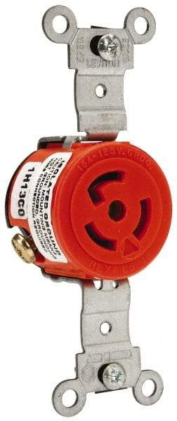 Leviton - 125 VAC, 15 Amp, 5-15R NEMA, Self Grounding Receptacle - 2 Poles, 3 Wire, Female End, Orange - USA Tool & Supply