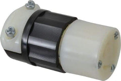 Leviton - 125 VAC, 15 Amp, L5-15R Configuration, Industrial Grade, Self Grounding Connector - 1 Phase, 2 Poles, 0.245 to 0.7 Inch Cord Diameter - USA Tool & Supply