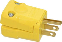 Leviton - 125 VAC, 15 Amp, 5-15P NEMA, Valise, Self Grounding, Industrial Grade Plug - 2 Pole, 3 Wire, 1 Phase, Nylon, Yellow - USA Tool & Supply