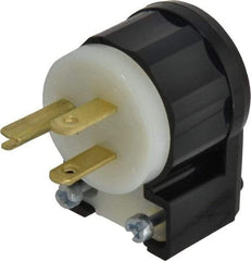 Leviton - 125 VAC, 15 Amp, 5-15P NEMA, Angled, Self Grounding, Industrial Grade Plug - 2 Pole, 3 Wire, 1 Phase, Nylon, Black, White - USA Tool & Supply