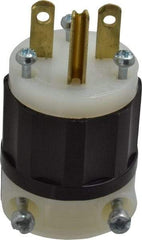 Leviton - 250 VAC, 15 Amp, 6-15P NEMA, Straight, Self Grounding, Industrial Grade Plug - 2 Pole, 3 Wire, 1 Phase, Nylon, Black, White - USA Tool & Supply