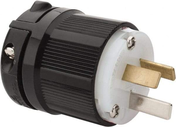Leviton - 125/250 VAC, 20 Amp, 10-20P NEMA, Straight, Ungrounded, Industrial Grade Plug - 3 Pole, 3 Wire, 1 Phase, Nylon, Gray - USA Tool & Supply