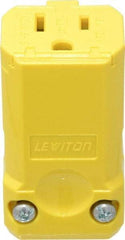 Leviton - 125 VAC, 15 Amp, 5-15R NEMA, Valise, Self Grounding, Industrial Grade Connector - 2 Pole, 3 Wire, 1 Phase, Nylon, Yellow - USA Tool & Supply