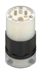 Leviton - 125 VAC, 15 Amp, 5-15R NEMA, Straight, Self Grounding, Industrial Grade Connector - 2 Pole, 3 Wire, 1 Phase, Nylon, Black, White - USA Tool & Supply