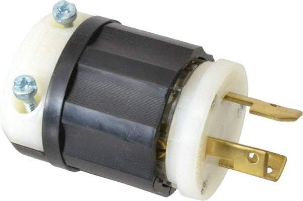 Leviton - 125/250 VAC, 30 Amp, NonNEMA Configuration, Industrial Grade, Ungrounded Plug - 1 Phase, 3 Poles, 0.385 to 0.86 Inch Cord Diameter - USA Tool & Supply