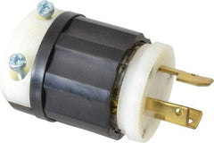 Leviton - 125/250 VAC, 30 Amp, NonNEMA Configuration, Industrial Grade, Ungrounded Plug - 1 Phase, 3 Poles, 0.385 to 0.86 Inch Cord Diameter - USA Tool & Supply