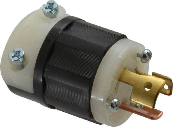 Leviton - 125/250 VAC, 10, 15 Amp, NonNEMA Configuration, Industrial Grade, Ungrounded Plug - 1 Phase, 3 Poles, 0.245 to 0.7 Inch Cord Diameter - USA Tool & Supply