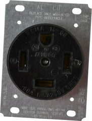 Leviton - 125/250 VAC, 60 Amp, 14-60R NEMA Configuration, Black, Industrial Grade, Self Grounding Single Receptacle - 1 Phase, 3 Poles, 4 Wire, Flush Mount, Tamper Resistant - USA Tool & Supply