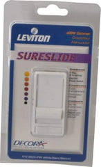 Leviton - 1 Pole, 120 VAC, 60 Hz, 600 Watt, Residential Grade, Rocker, Wall and Dimmer Light Switch - 1.73 Inch Wide x 4.13 Inch High, Incandescent - USA Tool & Supply