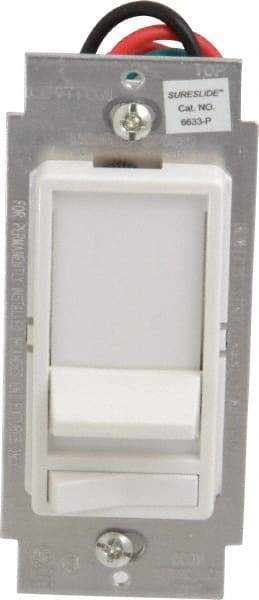 Leviton - 1 Pole, 120 VAC, 60 Hz, 600 Watt, Residential Grade, Rocker, Wall and Dimmer Light Switch - 1.73 Inch Wide x 4.13 Inch High, Incandescent - USA Tool & Supply