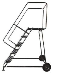 Ballymore - 93" 6 Step Ladder - Rolling Safety Ladder, 300 Lb Capacity, 60" Platform Height, 30" Base Width x 49" Depth, Solid Ribbed Tread - USA Tool & Supply