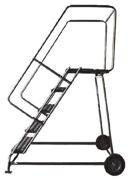 Ballymore - 133" 10 Step Ladder - 300 Lb Capacity, 100" Platform Height, 30" Base Width x 81" Depth, Heavy-Duty Serrated Grating - USA Tool & Supply